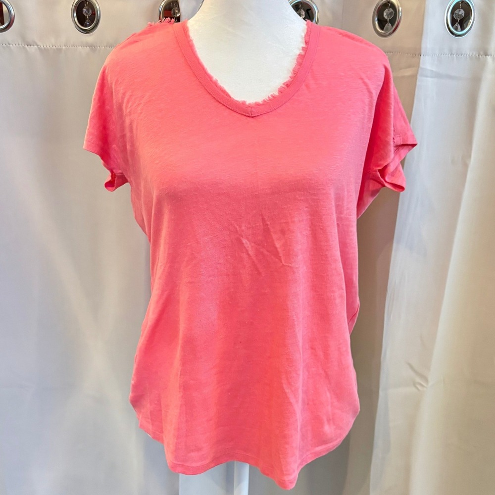 Tommy Bahama Women Top 100% Linen Oversized XS V-Neck Raw Hem Coastal Boho 20092